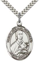 STERLING SILVER ST GEMMA GALGANI PENDANT WITH CHAIN - 1" x 3/4"