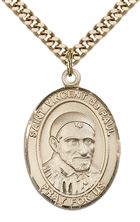 14KT GOLD FILLED ST VINCENT DE PAUL PENDANT WITH CHAIN - 1" x 3/4"