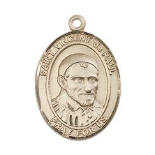14KT GOLD ST VINCENT DE PAUL MEDAL - 1" x 3/4"