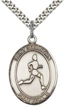 STERLING SILVER ST SEBASTIAN TRACK AND FIELD MEDAL - 1" x 3/4"