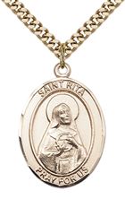 14KT GOLD FILLED ST RITA BASEBALL MEDAL - 1" x 3/4"