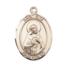 14KT GOLD ST RITA BASEBALL MEDAL - 1" x 3/4"