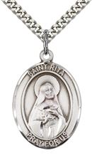 STERLING SILVER ST RITA BASEBALL MEDAL - 1" x 3/4"