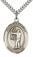 STERLING SILVER ST SEBASTIAN ARCHERY MEDAL - 1" x 3/4"