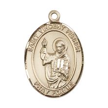 14KT GOLD ST VINCENT FERRER MEDAL - 1" x 3/4"