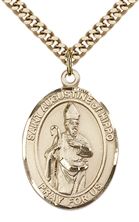 14KT GOLD FILLED ST AUGUSTINE OF HIPPO PENDANT WITH CHAIN - 1" x 3/4"