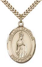 14KT GOLD FILLED OUR LADY OF FATIMA PENDANT WITH CHAIN - 1" x 3/4"