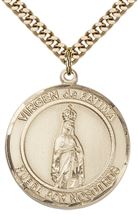 GOLD FILLED VIRGEN DE FATIMA PENDANT ON A CHAIN - 1" x 7/8"