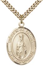 GOLD FILLED VIRGEN DE FATIMA PENDANT ON A CHAIN - 1" x 3/4"