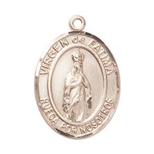 14KT GOLD VIRGEN DE FATIMA MEDAL - 1" x 3/4"