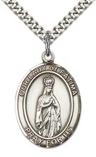 STERLING SILVER OUR LADY OF FATIMA PENDANT WITH CHAIN - 1" x 3/4"
