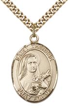 14KT GOLD FILLED ST THERESE OF LISIEUX PENDANT WITH CHAIN - 1" x 3/4"
