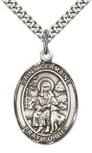 STERLING SILVER ST GERMAINE COUSIN PENDANT WITH CHAIN - 1" x 3/4"