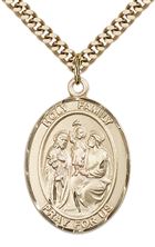 14KT GOLD FILLED HOLY FAMILY PENDANT WITH CHAIN - 1" x 3/4"