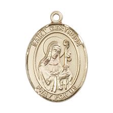 14KT GOLD ST GERTRUDE OF NIVELLES MEDAL - 1" x 3/4"