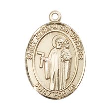 14KT GOLD ST JOSEPH THE WORKER MEDAL - 1" x 3/4"