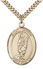 14KT GOLD FILLED ST VICTOR OF MARSEILLES PENDANT WITH CHAIN - 1" x 3/4"