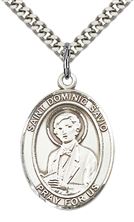 STERLING SILVER ST DOMINIC SAVIO PENDANT WITH CHAIN - 1" x 3/4"