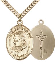 14KT GOLD FILLED POPE BENEDICT XVI PENDANT WITH CHAIN - 1" x 3/4"