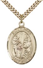 14KT GOLD FILLED ST ZITA PENDANT WITH CHAIN - 1" x 3/4"