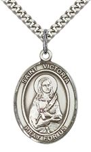 STERLING SILVER ST VICTORIA PENDANT WITH CHAIN - 1" x 3/4"