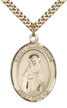 14KT GOLD FILLED ST HILDEGARD VON BINGEN PENDANT WITH CHAIN - 1" x 3/4"