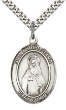 STERLING SILVER ST HILDEGARD VON BINGEN PENDANT WITH CHAIN - 1" x 3/4"