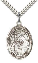 STERLING SILVER ST MARGARET OF CORTONA PENDANT WITH CHAIN - 1" x 3/4"