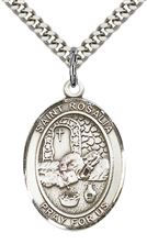 STERLING SILVER ST ROSALIA PENDANT WITH CHAIN - 1" x 3/4"