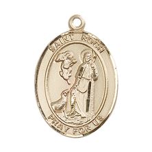14KT GOLD ST ROCH MEDAL - 1" x 3/4"