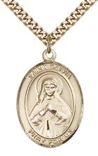 14KT GOLD FILLED ST OLIVIA PENDANT WITH CHAIN - 1" x 3/4"