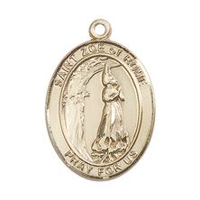 14KT GOLD ST ZOE OF ROME MEDAL - 1" x 3/4"