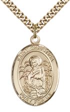 14KT GOLD FILLED ST CHRISTINA THE ASTONISHING PENDANT WITH CHAIN - 1" x 3/4"