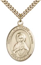 14KT GOLD FILLED IMMACULATE HEART OF MARY PENDANT WITH CHAIN - 1" x 3/4"