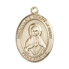 14KT GOLD IMMACULATE HEART OF MARY MEDAL - 1" x 3/4"