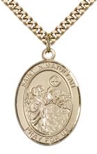 14KT GOLD FILLED ST NIMATULLAH PENDANT WITH CHAIN - 1" x 3/4"