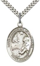 STERLING SILVER ST CATHERINE OF BOLOGNA PENDANT WITH CHAIN - 1" x 3/4"