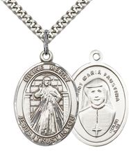 STERLING SILVER DIVINE MERCY PENDANT WITH CHAIN - 1" x 3/4"