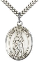 STERLING SILVER ST NATHANAEL PENDANT WITH CHAIN - 1" x 3/4"
