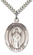 STERLING SILVER ST SERAPHINA PENDANT WITH CHAIN - 1" x 3/4"