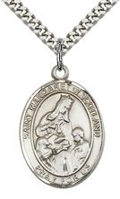 STERLING SILVER ST MARGARET OF SCOTLAND PENDANT WITH CHAIN - 1" x 3/4"