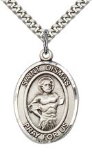 STERLING SILVER ST DISMAS PENDANT WITH CHAIN - 1" x 3/4"