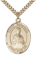 14KT GOLD FILLED ST WINIFRED OF WALES PENDANT WITH CHAIN - 1" x 3/4"