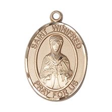 14KT GOLD ST WINIFRED OF WALES MEDAL - 1" x 3/4"