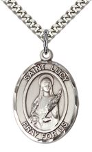 STERLING SILVER ST LUCY PENDANT WITH CHAIN - 1" x 3/4"
