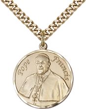 14KT GOLD FILLED POPE FRANCIS PENDANT WITH CHAIN - 1" x 7/8"