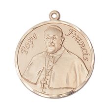 14KT GOLD POPE FRANCIS MEDAL - 1" x 7/8"