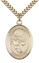 14KT GOLD FILLED ST SEBASTIAN BASKETBALL MEDAL - 1" x 3/4"