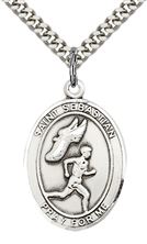 STERLING SILVER ST SEBASTIAN TRACK AND FIELD MEDAL - 1" x 3/4"