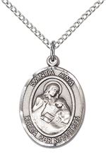 STERLING SILVER SANTA ANA PENDANT WITH CHAIN - 3/4" x 1/2"